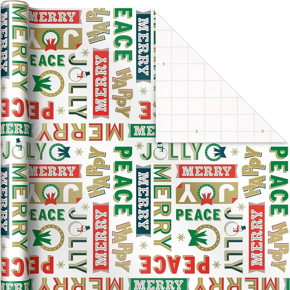 Hallmark Vintage Christmas Wrapping Paper Cut Lines on Reverse (3 Rolls: 120 sq.